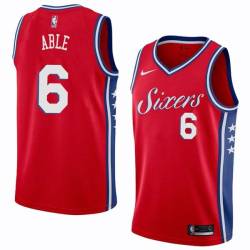 Red2 Forest Able Twill Basketball Jersey -76ers #6 Able Twill Jerseys, FREE SHIPPING