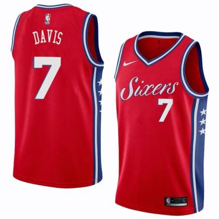 Red2 Mark Davis Twill Basketball Jersey -76ers #7 Davis Twill Jerseys, FREE SHIPPING