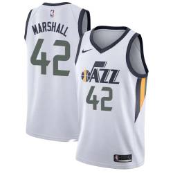 White Donyell Marshall Twill Basketball Jersey -Jazz #42 Marshall Twill Jerseys, FREE SHIPPING
