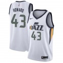 White Stephen Howard Twill Basketball Jersey -Jazz #43 Howard Twill Jerseys, FREE SHIPPING