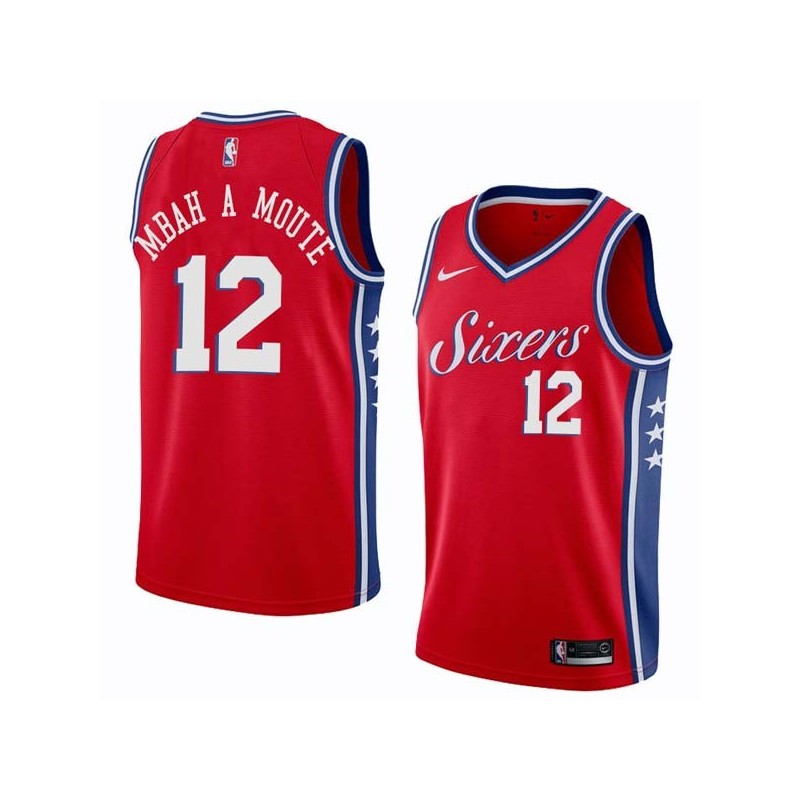 Red2 Luc Mbah a Moute Twill Basketball Jersey -76ers #12 Mbah a Moute Twill Jerseys, FREE SHIPPING