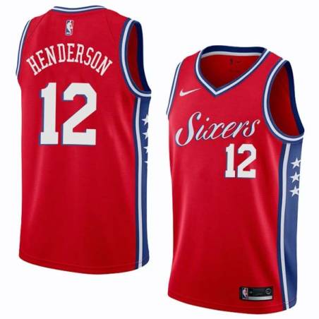 Red2 Gerald Henderson Twill Basketball Jersey -76ers #12 Henderson Twill Jerseys, FREE SHIPPING