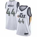 White Luther Wright Twill Basketball Jersey -Jazz #44 Wright Twill Jerseys, FREE SHIPPING