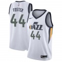 White Greg Foster Twill Basketball Jersey -Jazz #44 Foster Twill Jerseys, FREE SHIPPING