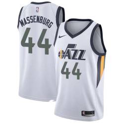 White Tony Massenburg Twill Basketball Jersey -Jazz #44 Massenburg Twill Jerseys, FREE SHIPPING