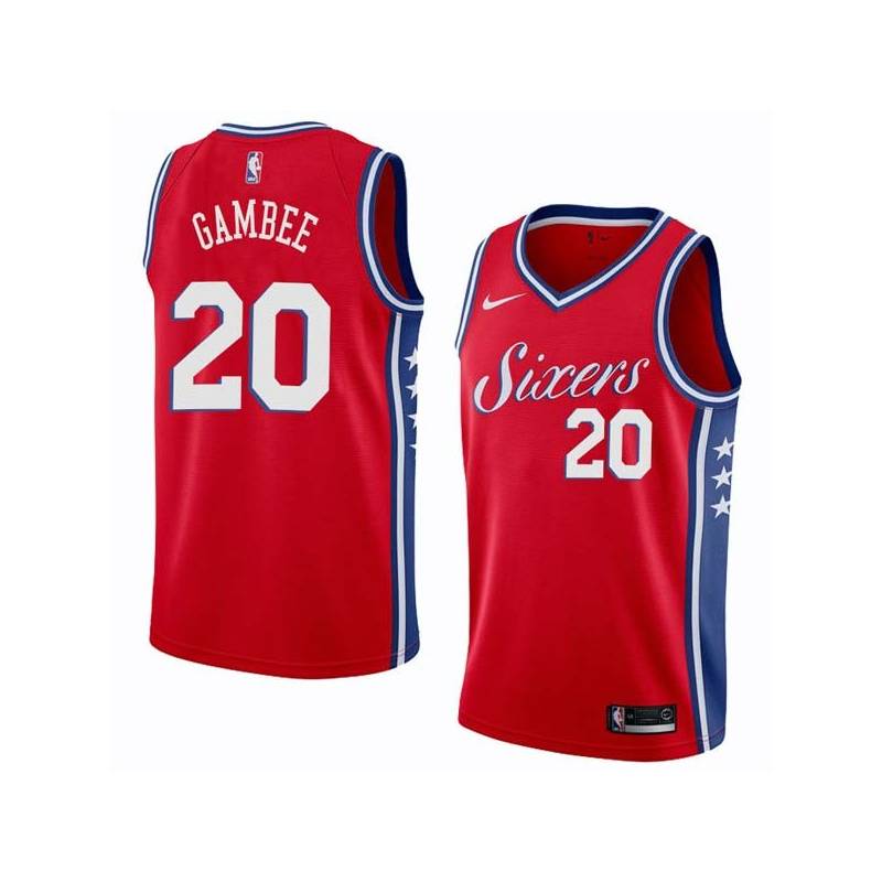 Red2 Dave Gambee Twill Basketball Jersey -76ers #20 Gambee Twill Jerseys, FREE SHIPPING