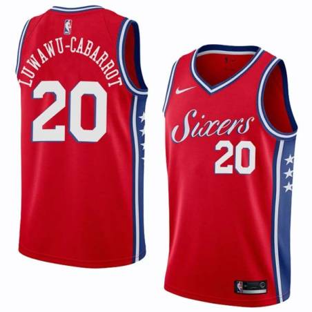 Red2 Timothe Luwawu-Cabarrot Twill Basketball Jersey -76ers #20 Luwawu-Cabarrot Twill Jerseys, FREE SHIPPING