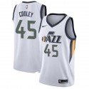 White Jack Cooley Twill Basketball Jersey -Jazz #45 Cooley Twill Jerseys, FREE SHIPPING