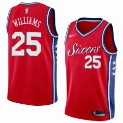 Red2 Elliot Williams Twill Basketball Jersey -76ers #25 Williams Twill Jerseys, FREE SHIPPING