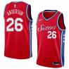 Red2 Cliff Anderson Twill Basketball Jersey -76ers #26 Anderson Twill Jerseys, FREE SHIPPING