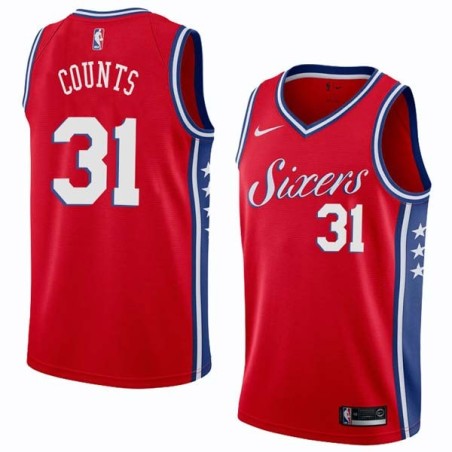 Red2 Mel Counts Twill Basketball Jersey -76ers #31 Counts Twill Jerseys, FREE SHIPPING