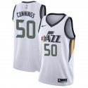 White Pat Cummings Twill Basketball Jersey -Jazz #50 Cummings Twill Jerseys, FREE SHIPPING