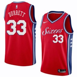 Red2 Ken Durrett Twill Basketball Jersey -76ers #33 Durrett Twill Jerseys, FREE SHIPPING