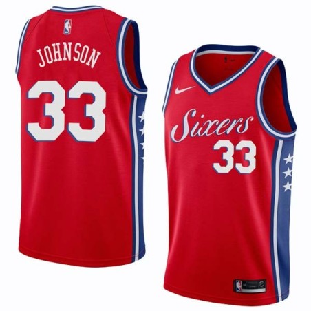 Red2 Reggie Johnson Twill Basketball Jersey -76ers #33 Johnson Twill Jerseys, FREE SHIPPING