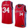 Red2 Charles Barkley Twill Basketball Jersey -76ers #34 Barkley Twill Jerseys, FREE SHIPPING