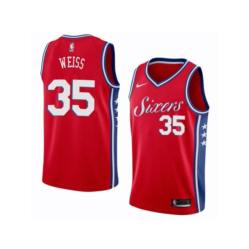 Red2 Bob Weiss Twill Basketball Jersey -76ers #35 Weiss Twill Jerseys, FREE SHIPPING