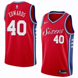 Red2 Bill Edwards Twill Basketball Jersey -76ers #40 Edwards Twill Jerseys, FREE SHIPPING