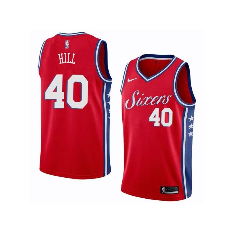 Red2 Tyrone Hill Twill Basketball Jersey -76ers #40 Hill Twill Jerseys, FREE SHIPPING