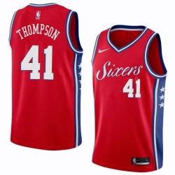 Red2 LaSalle Thompson Twill Basketball Jersey -76ers #41 Thompson Twill Jerseys, FREE SHIPPING