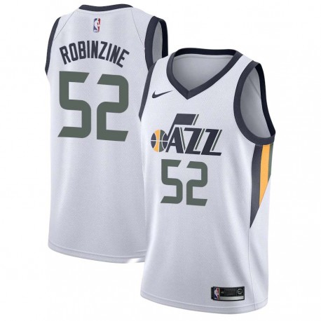 White Bill Robinzine Twill Basketball Jersey -Jazz #52 Robinzine Twill Jerseys, FREE SHIPPING