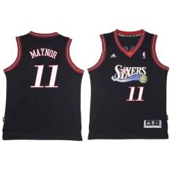 Black Throwback Eric Maynor Twill Basketball Jersey -76ers #11 Maynor Twill Jerseys, FREE SHIPPING