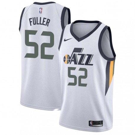 White Todd Fuller Twill Basketball Jersey -Jazz #52 Fuller Twill Jerseys, FREE SHIPPING