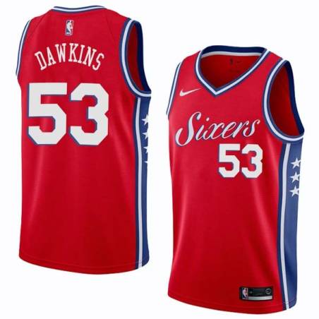 Red2 Darryl Dawkins Twill Basketball Jersey -76ers #53 Dawkins Twill Jerseys, FREE SHIPPING