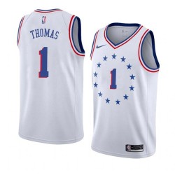 White_Earned Tim Thomas Twill Basketball Jersey -76ers #1 Thomas Twill Jerseys, FREE SHIPPING