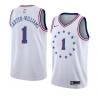 White_Earned Michael Carter-Williams Twill Basketball Jersey -76ers #1 Carter-Williams Twill Jerseys, FREE SHIPPING