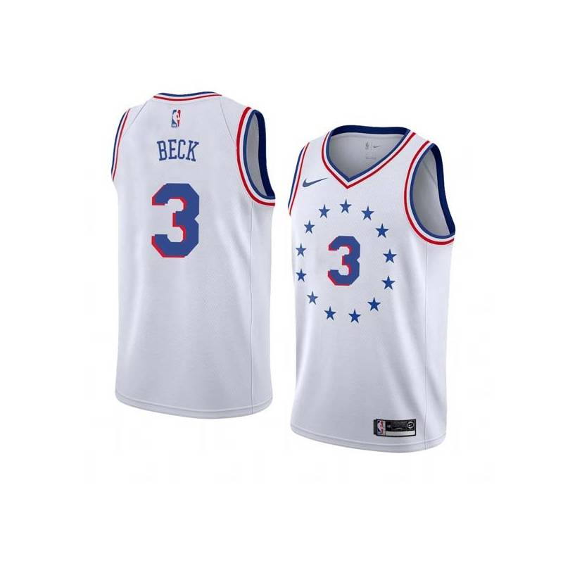 White_Earned Ernie Beck Twill Basketball Jersey -76ers #3 Beck Twill Jerseys, FREE SHIPPING