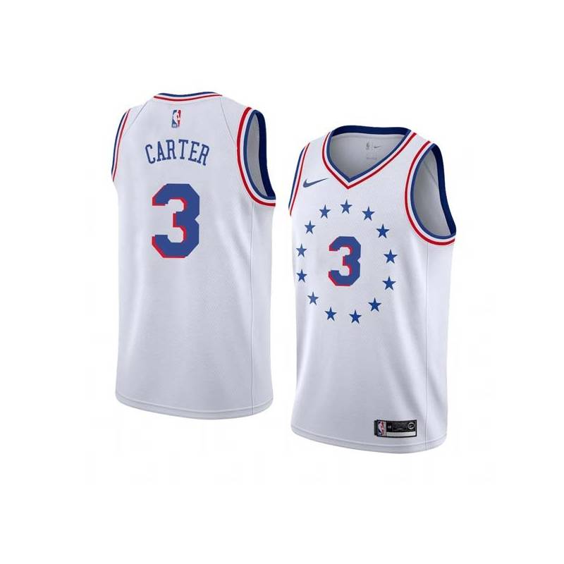 White_Earned Fred Carter Twill Basketball Jersey -76ers #3 Carter Twill Jerseys, FREE SHIPPING