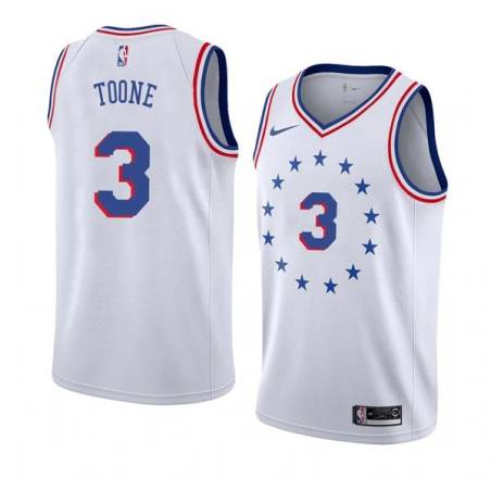 White_Earned Bernard Toone Twill Basketball Jersey -76ers #3 Toone Twill Jerseys, FREE SHIPPING