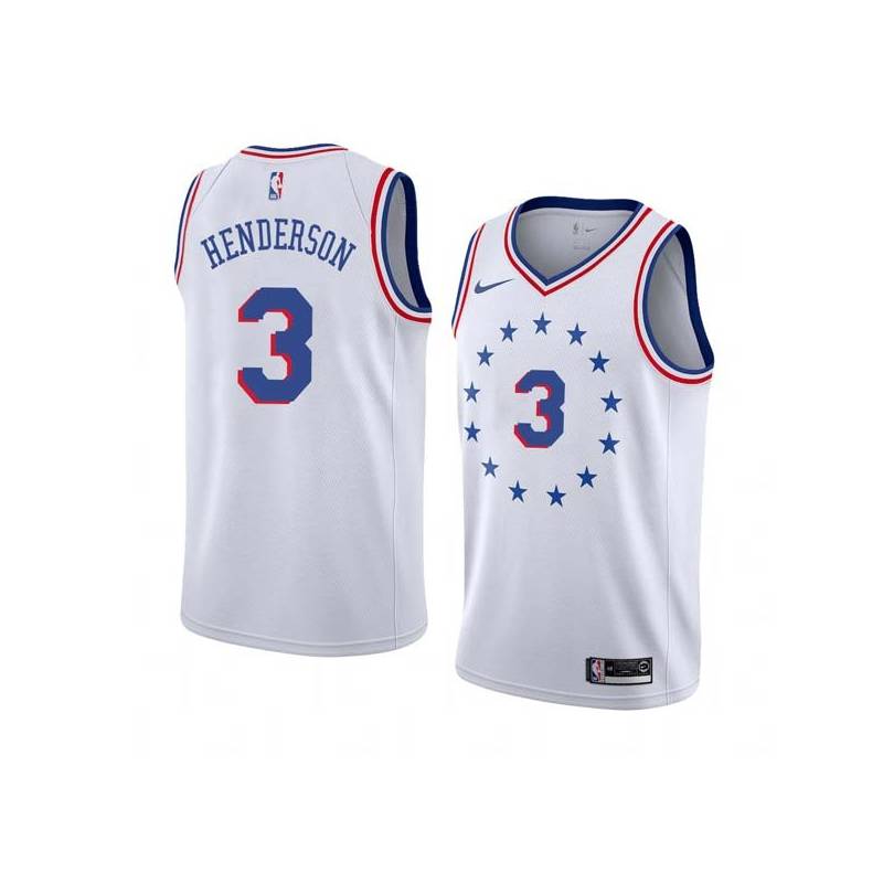 White_Earned Dave Henderson Twill Basketball Jersey -76ers #3 Henderson Twill Jerseys, FREE SHIPPING