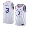 White_Earned Greg Grant Twill Basketball Jersey -76ers #3 Grant Twill Jerseys, FREE SHIPPING