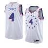 White_Earned Ray Corley Twill Basketball Jersey -76ers #4 Corley Twill Jerseys, FREE SHIPPING