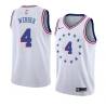 White_Earned Chris Webber Twill Basketball Jersey -76ers #4 Webber Twill Jerseys, FREE SHIPPING