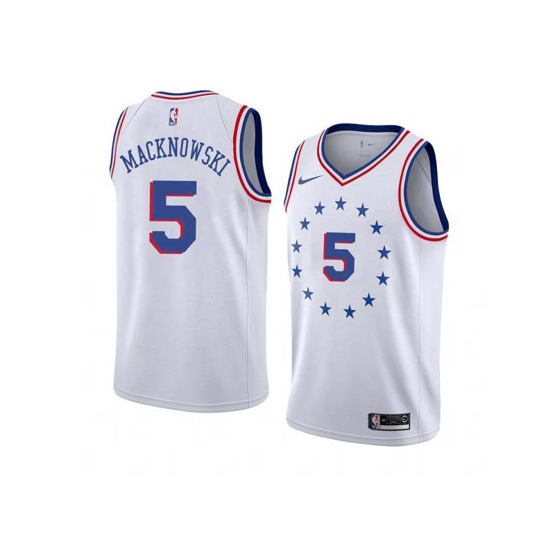 White_Earned Johnny Macknowski Twill Basketball Jersey -76ers #5 Macknowski Twill Jerseys, FREE SHIPPING