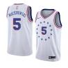 White_Earned Johnny Macknowski Twill Basketball Jersey -76ers #5 Macknowski Twill Jerseys, FREE SHIPPING