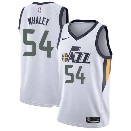 White Robert Whaley Twill Basketball Jersey -Jazz #54 Whaley Twill Jerseys, FREE SHIPPING