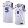 White_Earned Tom Van Arsdale Twill Basketball Jersey -76ers #5 Van Arsdale Twill Jerseys, FREE SHIPPING