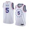 White_Earned Kevin Ollie Twill Basketball Jersey -76ers #5 Ollie Twill Jerseys, FREE SHIPPING