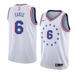 White_Earned Ed Earle Twill Basketball Jersey -76ers #6 Earle Twill Jerseys, FREE SHIPPING