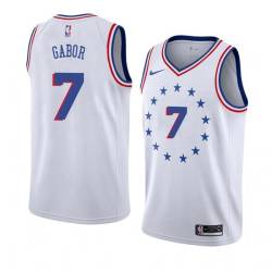 White_Earned Bill Gabor Twill Basketball Jersey -76ers #7 Gabor Twill Jerseys, FREE SHIPPING