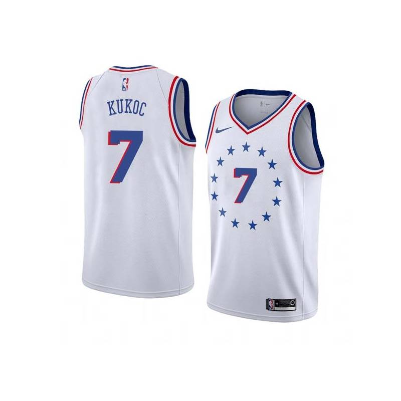 White_Earned Toni Kukoc Twill Basketball Jersey -76ers #7 Kukoc Twill Jerseys, FREE SHIPPING