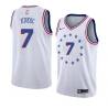 White_Earned Toni Kukoc Twill Basketball Jersey -76ers #7 Kukoc Twill Jerseys, FREE SHIPPING