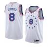 White_Earned Paul Seymour Twill Basketball Jersey -76ers #8 Seymour Twill Jerseys, FREE SHIPPING