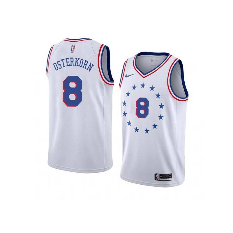 White_Earned Wally Osterkorn Twill Basketball Jersey -76ers #8 Osterkorn Twill Jerseys, FREE SHIPPING