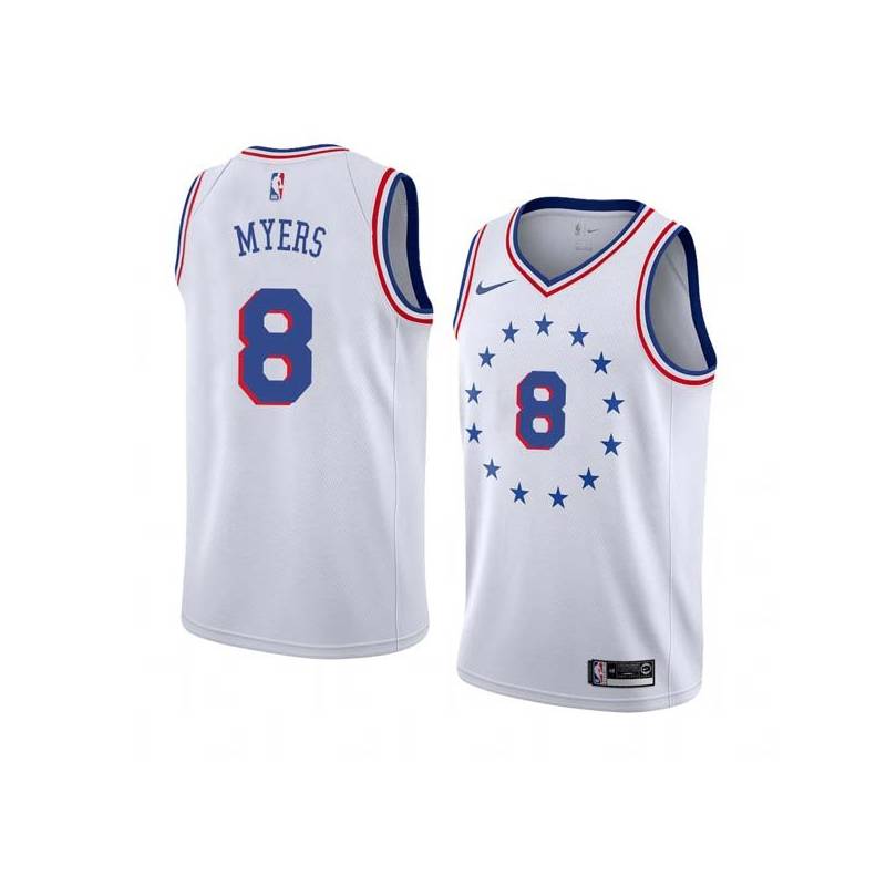 White_Earned Pete Myers Twill Basketball Jersey -76ers #8 Myers Twill Jerseys, FREE SHIPPING