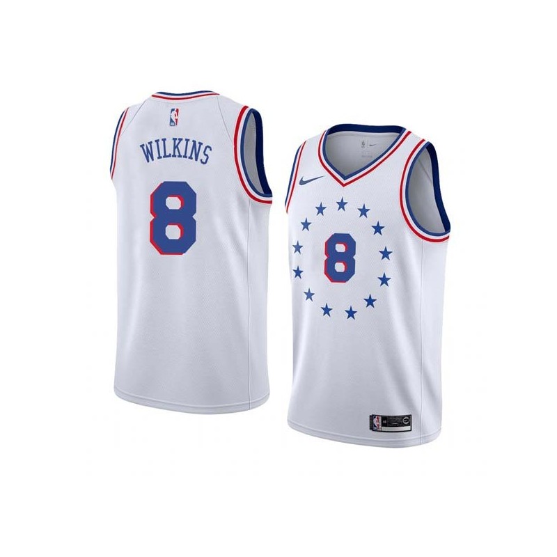 White_Earned Damien Wilkins Twill Basketball Jersey -76ers #8 Wilkins Twill Jerseys, FREE SHIPPING