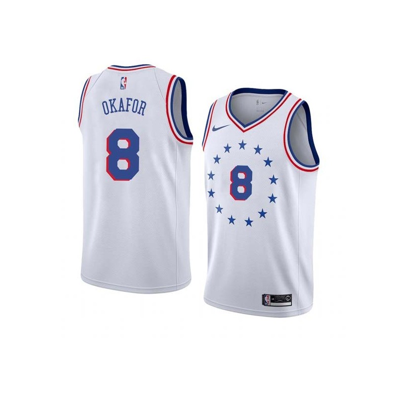 White_Earned Jahlil Okafor Twill Basketball Jersey -76ers #8 Okafor Twill Jerseys, FREE SHIPPING